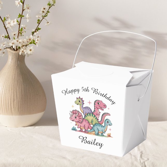 Personalized Girls Dinosaur Birthday Favor Boxes (Creator Uploaded)
