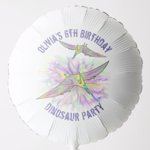 Personalized Girls Dinosaur Birthday Party Purple  Balloon