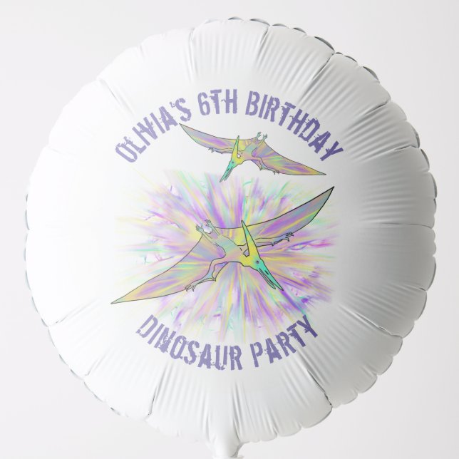 Personalized Girls Dinosaur Birthday Party Purple  Balloon (Front)