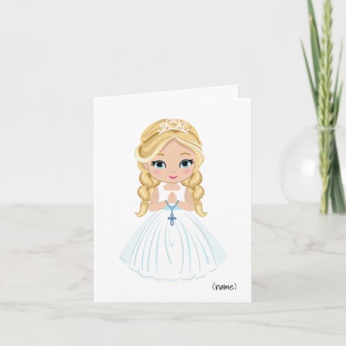 Personalized Girls First Holy Communion  Card