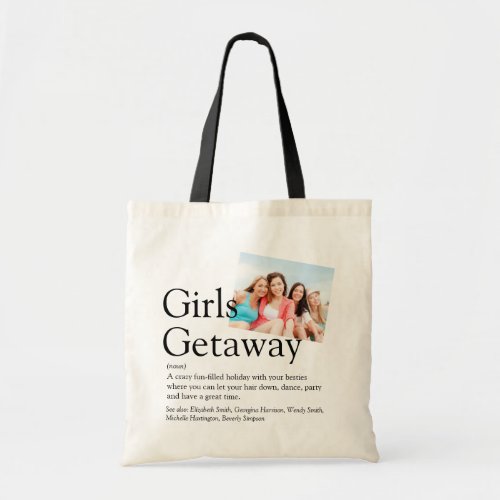 Personalized Girls Getaway Definition Photo Tote Bag
