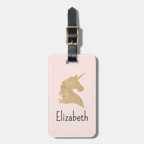 Personalized Girls Glitter Unicorn School Bag Tag