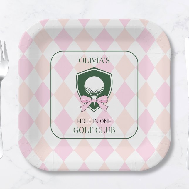 Personalized Girls Golf Pink First Birthday Partee Paper Plates (Personalized Girls Golf Pink First Birthday Partee Paper Plates)