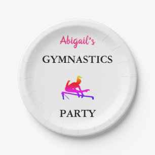 Personalized Girls Gymnastics Birthday Party Paper Plates