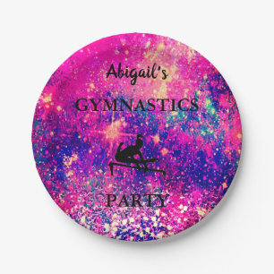 Personalized Girls Gymnastics Birthday Party Paper Plates