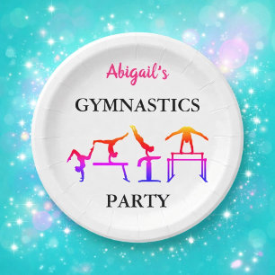 Personalized Girls Gymnastics Birthday Party Paper Plates