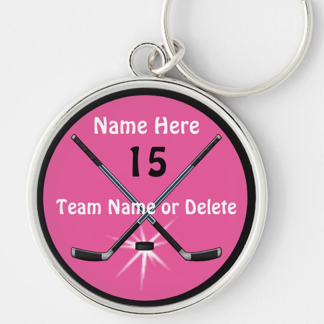Personalized Girls Hockey Gifts Your Text, Colors Keychain (Front)