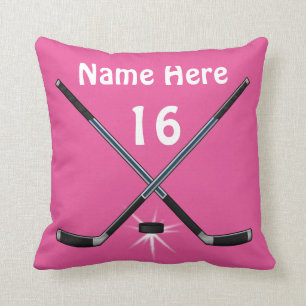 Personalized Girls Hockey Pillows her NAME, NUMBER