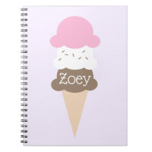 Personalized Girl's Ice Cream Cone Notebook