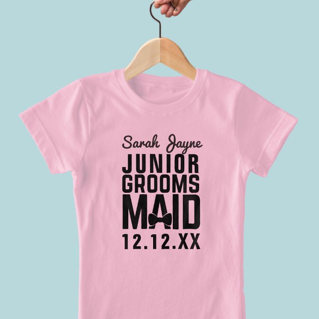 Personalized Girls Junior Groomsmaid T-Shirt (Just add your Junior Groomsmaid name and your wedding date to this cute t-shirt. Lot's of sizes!)
