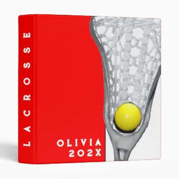 Personalized Girls Lacrosse 3 Ring Binder by lacrosseshop at Zazzle