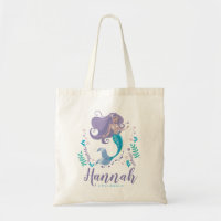 Personalized Girls Mermaid Tote Bag For Pool Beach