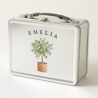 Personalized Girl's Metal Lunchbox Lemon Tree