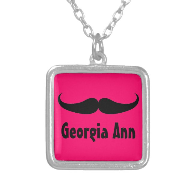 Personalized Girls Mustache Popular Necklace Gift (Front)