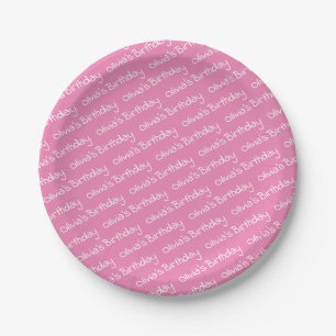 Personalized Girl's Name Birthday Pink Party Paper Plates