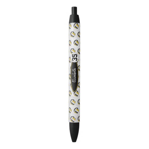 personalized girls name black gold volleyballs black ink pen