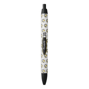 personalized girls name black gold volleyballs pen