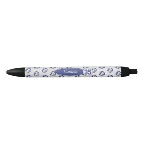 personalized girls name blue gray volleyballs black ink pen