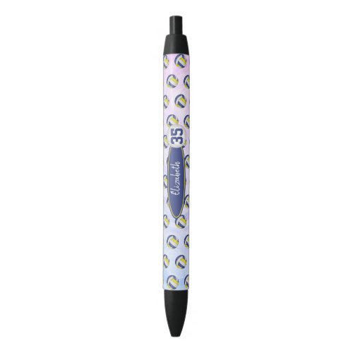 personalized girls name blue yellow volleyballs black ink pen