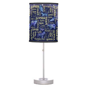 Personalized girls name celestial animals collage table lamp