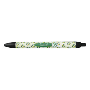 personalized girls name green gold volleyballs black ink pen