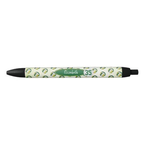 personalized girls name green gold volleyballs black ink pen