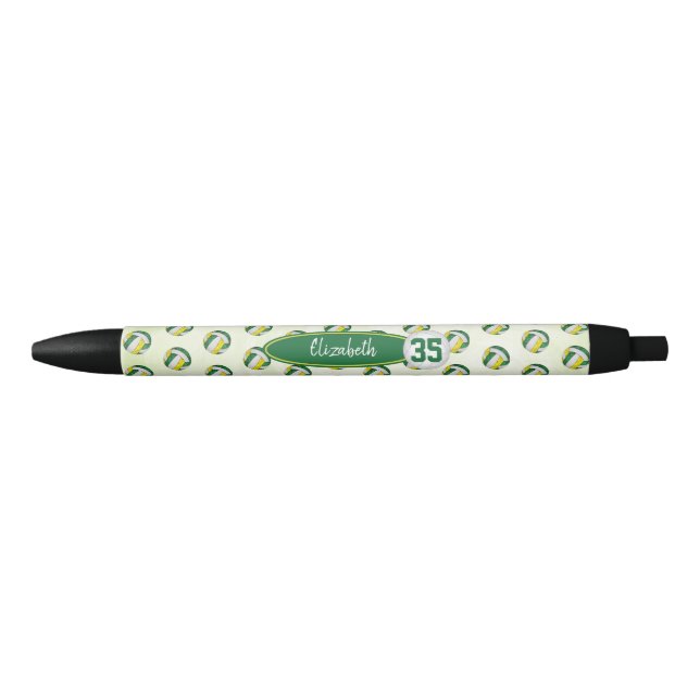 personalized girls name green gold volleyballs pen (Front)