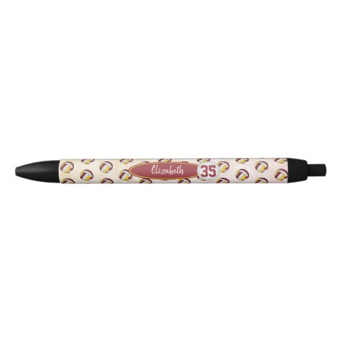 personalized girls name maroon gold volleyballs black ink pen