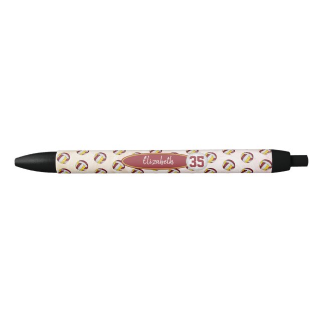 personalized girls name maroon gold volleyballs pen (Front)
