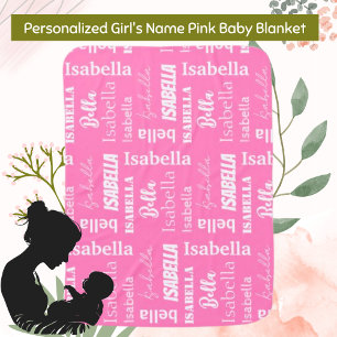 Personalized Girl's Name Pink Girly Baby Blanket