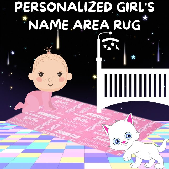 Personalized Girl's Name Pink Girly Rug (Creator Uploaded)