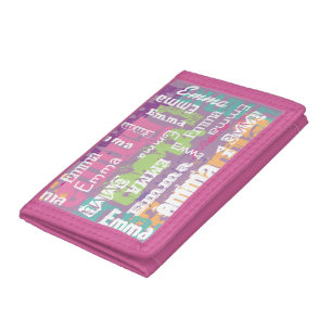 Personalized Girl's Name Pink Purple Trifold Wallet
