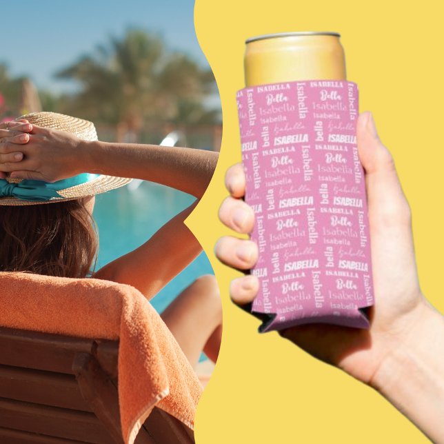Personalized Girl's Name Pink  Seltzer Can Cooler (Creator Uploaded)