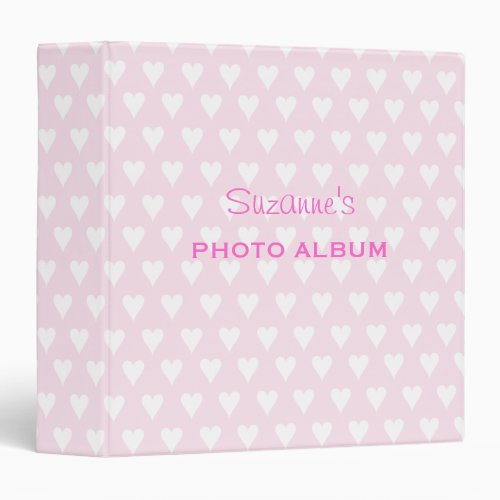 Personalized girls name S pink hearts photo album Binder