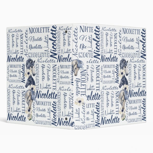 Personalized girls name with horses  3 ring binder (Background)