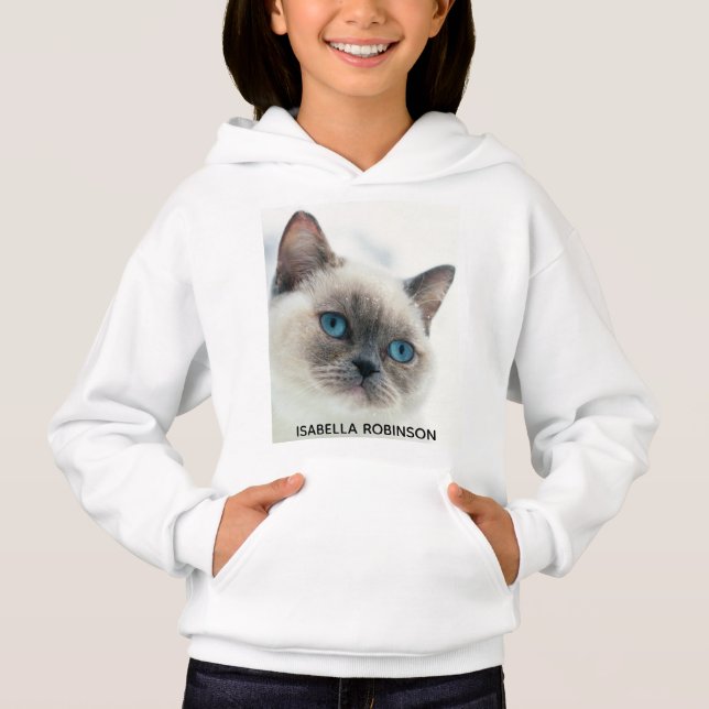 Personalized Girl's Photo and Name Custom Kid's Hoodie (Front)
