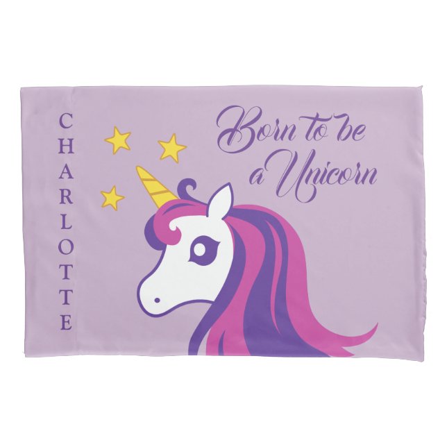 Personalized girl's pillowcase with cute unicorn (Front)