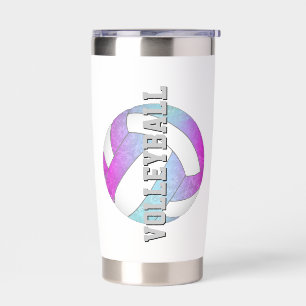 personalized girls pink purple blue volleyball insulated tumbler