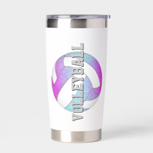 personalized girls pink purple blue volleyball  insulated tumbler