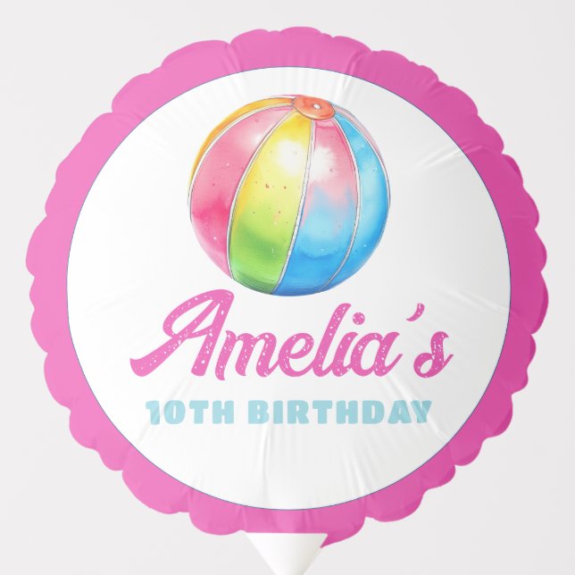Personalized Girls Pool Party Balloon (Front)