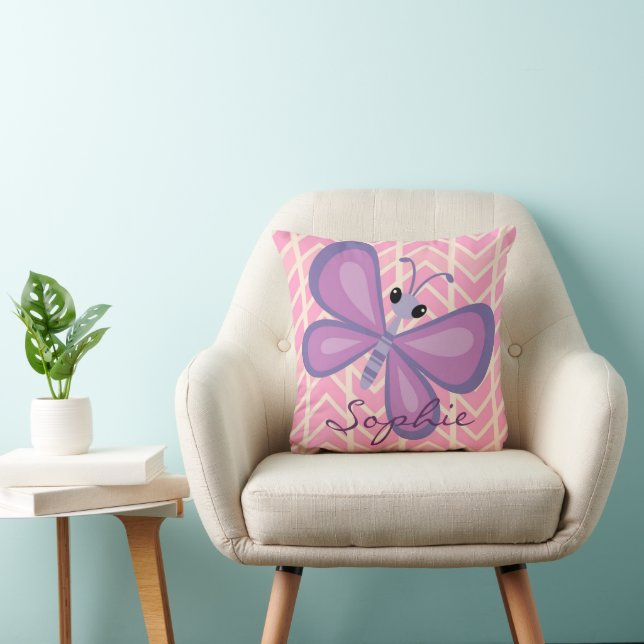 Personalized Girl's Purple Butterfly Pillow (Chair)