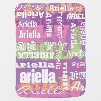 Personalized Girl's Purple Pink Subway Art Swaddle Blanket