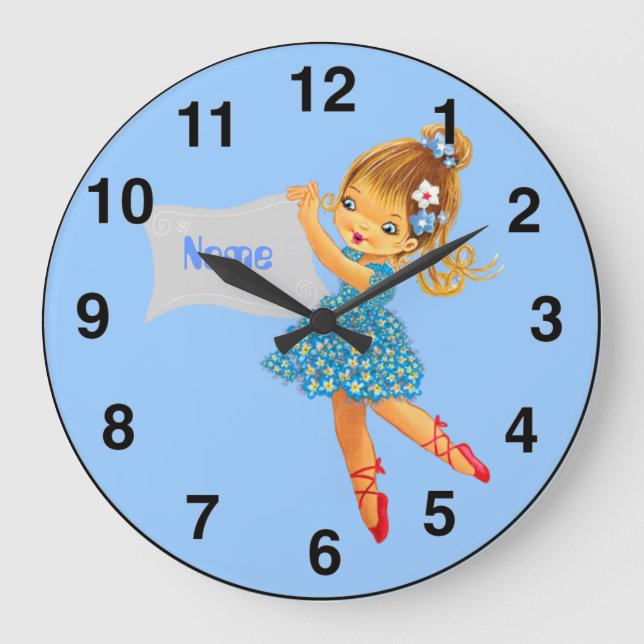 Personalized girls room Ballerina Large Clock (Front)