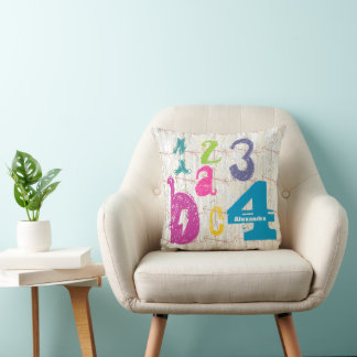 Personalized Girl's Room Crossed Arrow ABC 1234 Throw Pillow