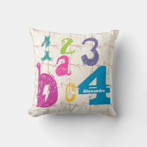 Personalized Girls Room Crossed Arrow ABC 1234 Throw Pillow