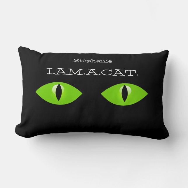 Personalized Girl's Room  CUTE I am a Cat Lumbar Pillow (Front)