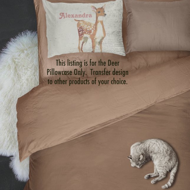Personalized Girl's Room Deer Wood Texture Pillow Case (Creator Uploaded)