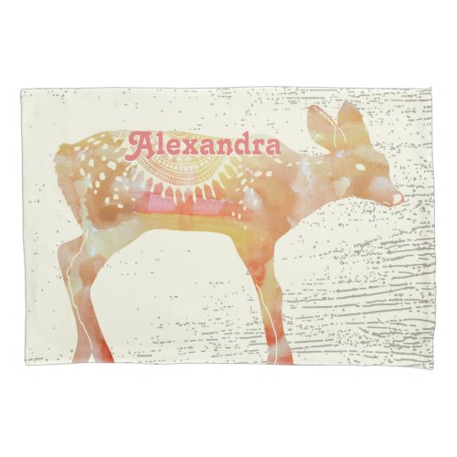 Personalized Girls Room Fox Wood Texture Pillow Case