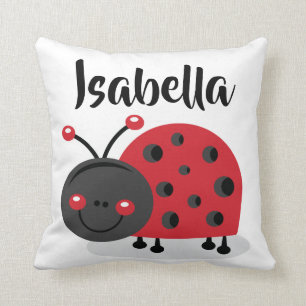Personalized Girls Room Nursery Ladybug Pillow