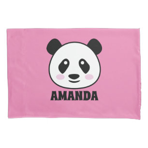 Personalized girl's room pink panda bear pillow case